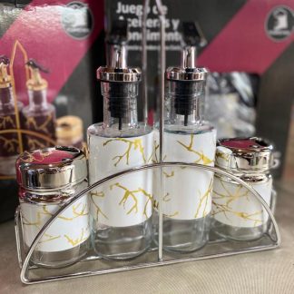 Set de Aceitero y Salero con Efecto Mármol