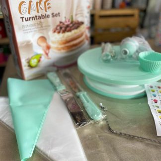 Kit de repostería con base giratoria, mangas, cortador, espátulas, picos y más