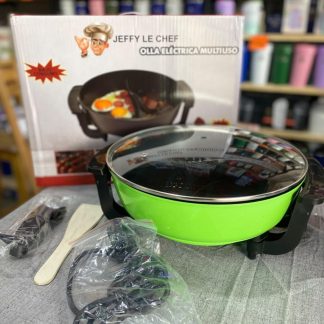 Olla eléctrica multifuncional Jeff le chef Tapa de vidrio Incluye cable y espátula de madera