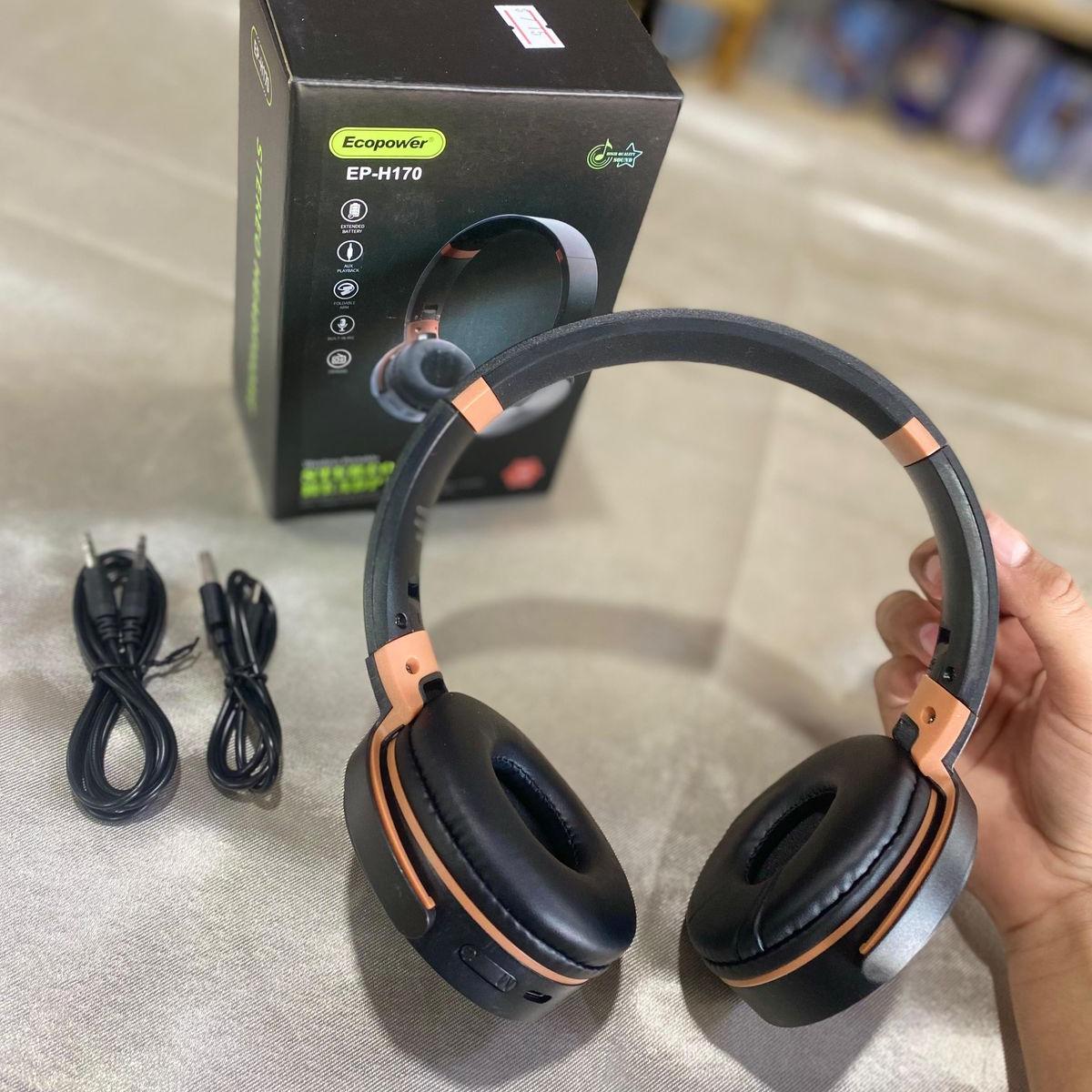Auricular vincha ECOPOWER Bluetooth y cable auxiliar incluido