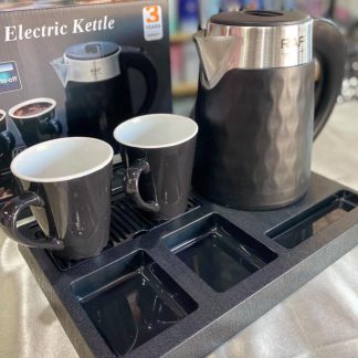 Nuevo set Pava eléctrica + 2 tazas de ceramica + Bandeja Organizadora 1500wts 2ltrs